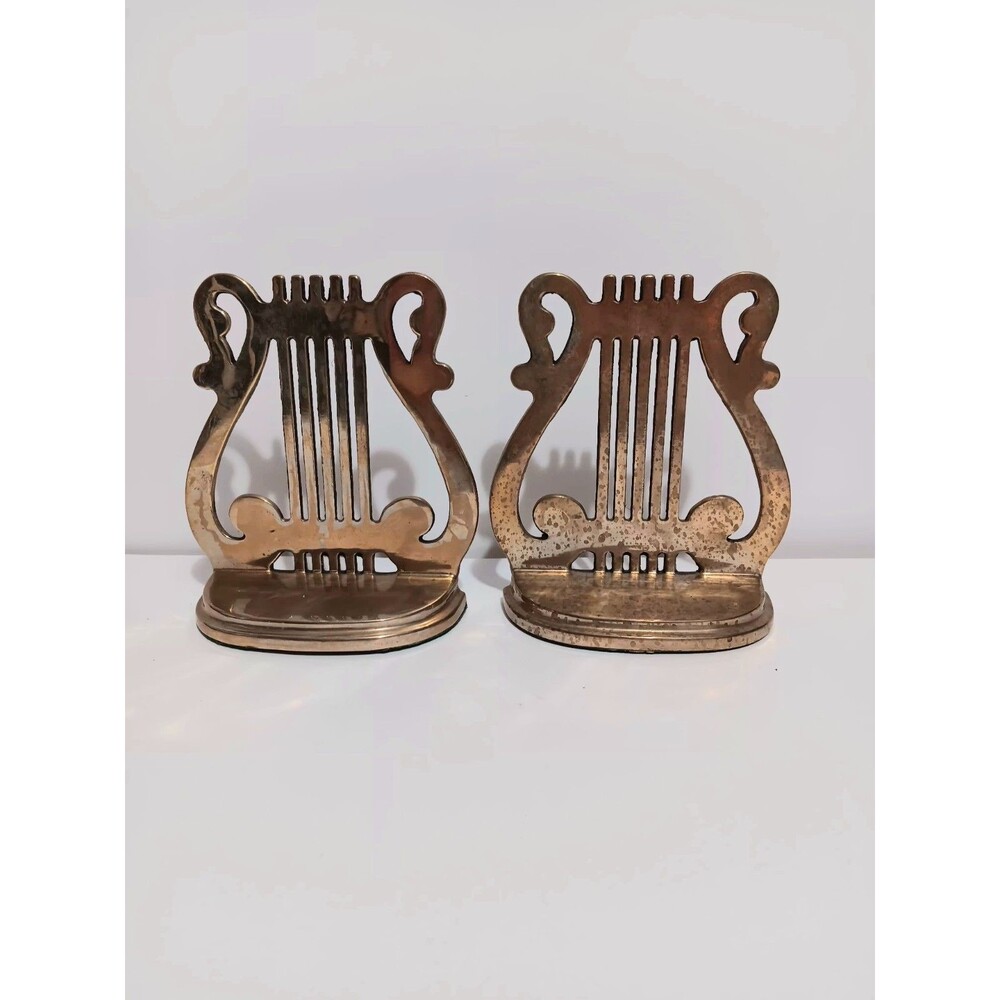 Solid Pair Brass Bookends Country Farmhouse Home Decor 5.25"